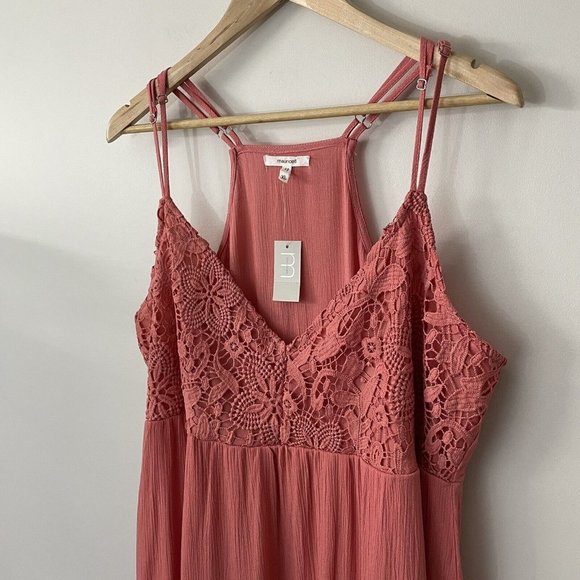 🌸BNWT!🌸 Maurices Boho Midi Dress XL Pink Crochet - Picture 3 of 13